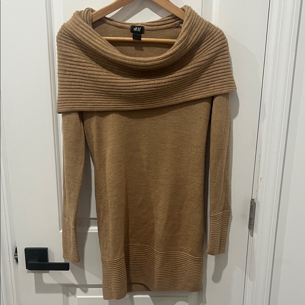 H&M Camel Cowl Neck Sweater Dress, Size‎ Small
